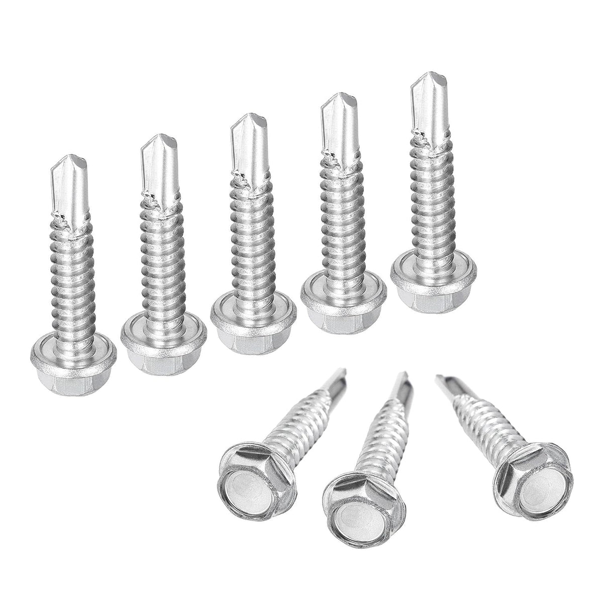 Hex Washer Self Drilling Screws, 1/4 x 1-1/4" Carbon Steel Hex Flange Sheet Metal Tapping Screw 25pcs