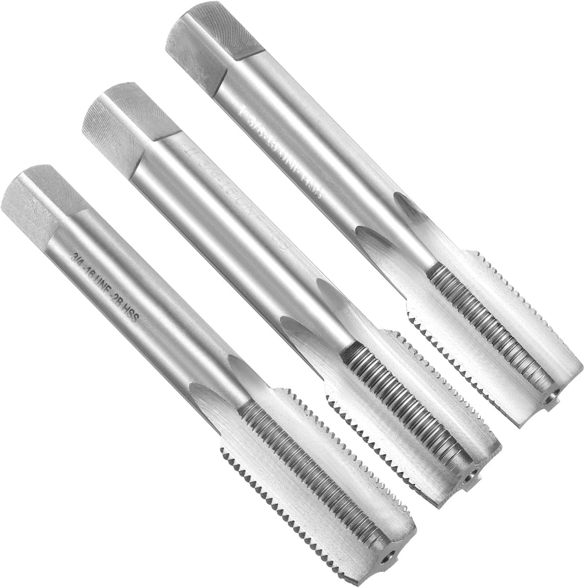 3pcs Hand Tap Set, 3/4"-16UNF Taper/Plug/Bottom Thread Screw Taps, High Speed Steel Hand Threading Tapping Tool Kit