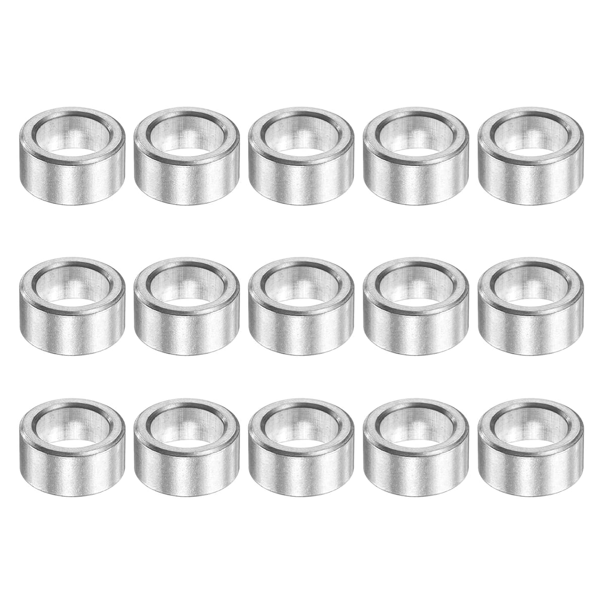 15Pcs Aluminum Spacer 3/8" OD x 1/4" ID x 3/16" Length Screw Standoff Bushing Plain Finish Unthreaded Round Metal Spacer for Screws Bolts and Rods, Silver