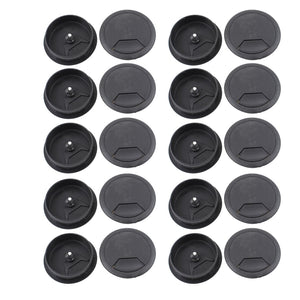 Computer Desk Black Plastic Grommet Cable Hole Cover 60mm 20pcs