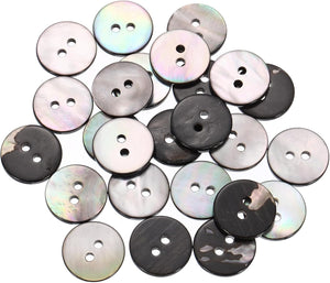 25 Pcs Natural Shell Buttons, 2 Hole 15mm Mother of Pearl Buttons for Shirt Clothes Coats Suits Jacket Jeans Skirts Sewing Craft DIY Decoration, Black