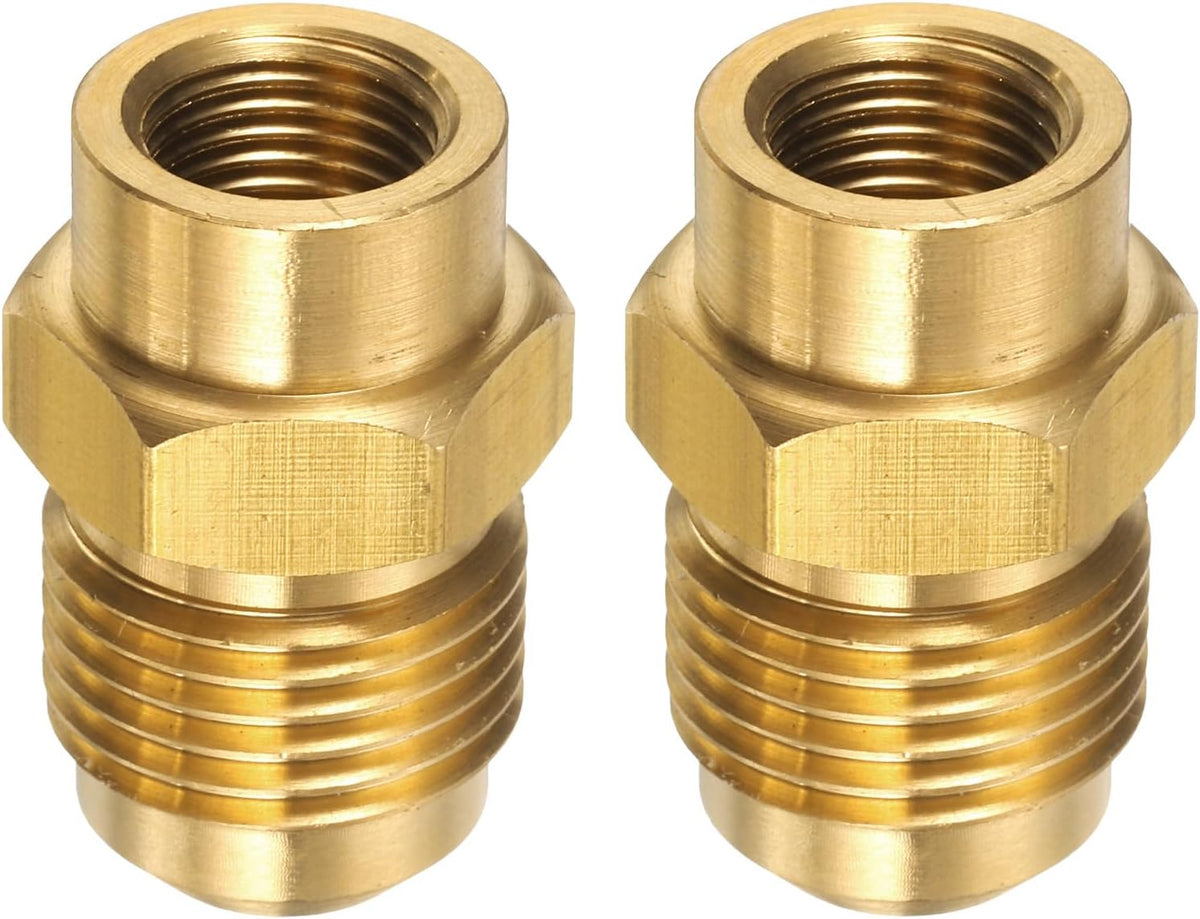 2pcs Brass Flare Tube Fitting 9/16-18 UNF X 1/8 NPT Female Half Union Gas Adapter Flare Brass Couples Pipe Connector for Gas Systems