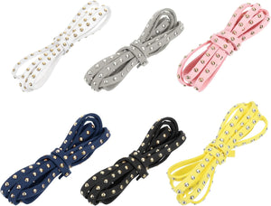30 Pcs 1m Faux Leather Suede Cord with Rivet, 5mm Studded Microfiber Leather String Rope for DIY Making Necklaces, Bracelets (6 Color)