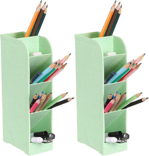 2PCS Marker Organizer, 5 Slots Marker Holder Organizer PVC Plastic Marker Storage Holder Marker Storage Rack Crayon Pen Holder for Store Paint Brushes, Pens, Color Pencils (Green)