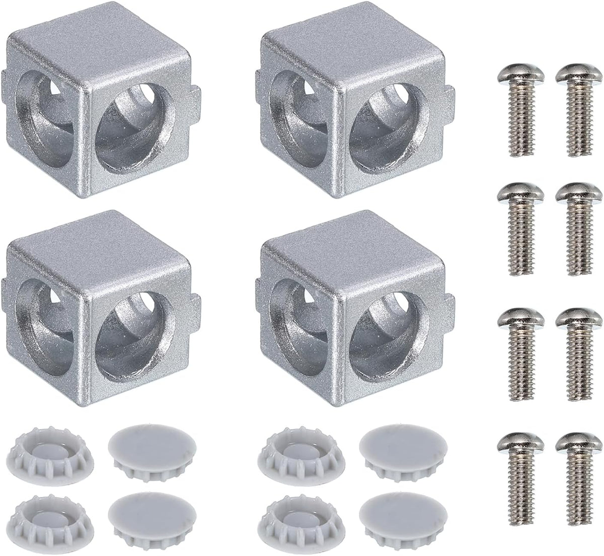 4Set 20x20x20mm 2-Way Corner Bracket Cube, Aluminum Alloy Block for 2020 Series Aluminum Extrusion Profile with Screws