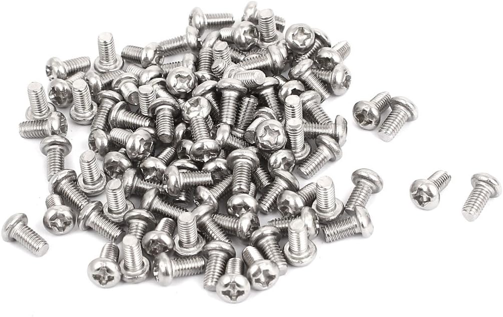 M3x6mm Stainless Steel Phillips Round Pan Head Machine Screws 100pcs