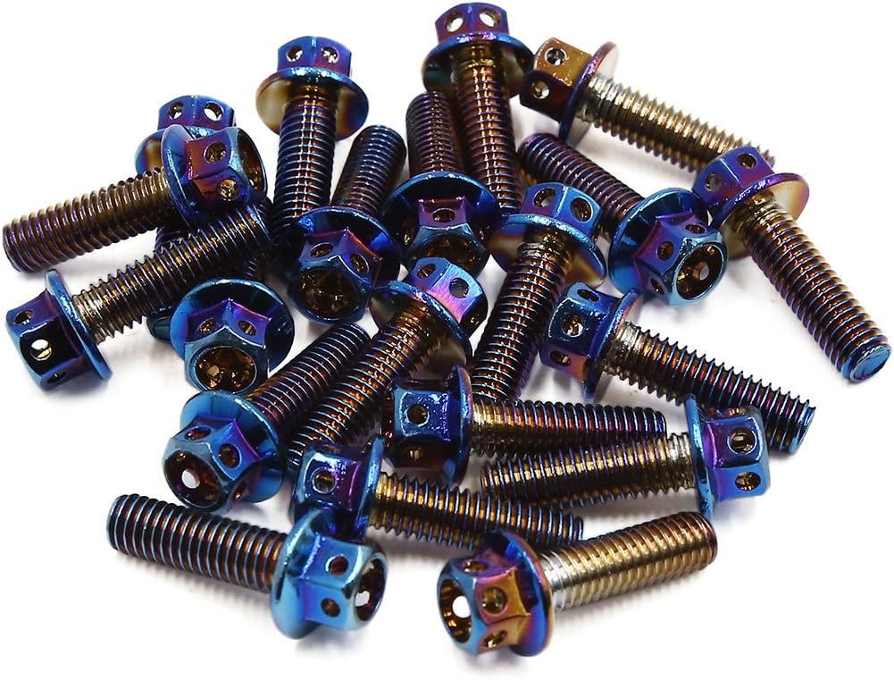 20pcs Colorful M6 Motorcycle Steel Hexagon Bolts Fastener Clips Screws