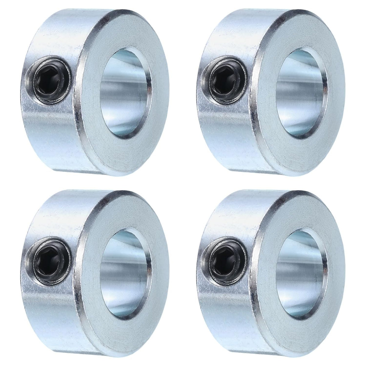 4pcs Set Screw Collars 1/2" Bore Zinc Plated Steel Shaft Collars, 1" OD, 7/16" Width Axle Collar Clamp for Linear Rod Shaft Guide