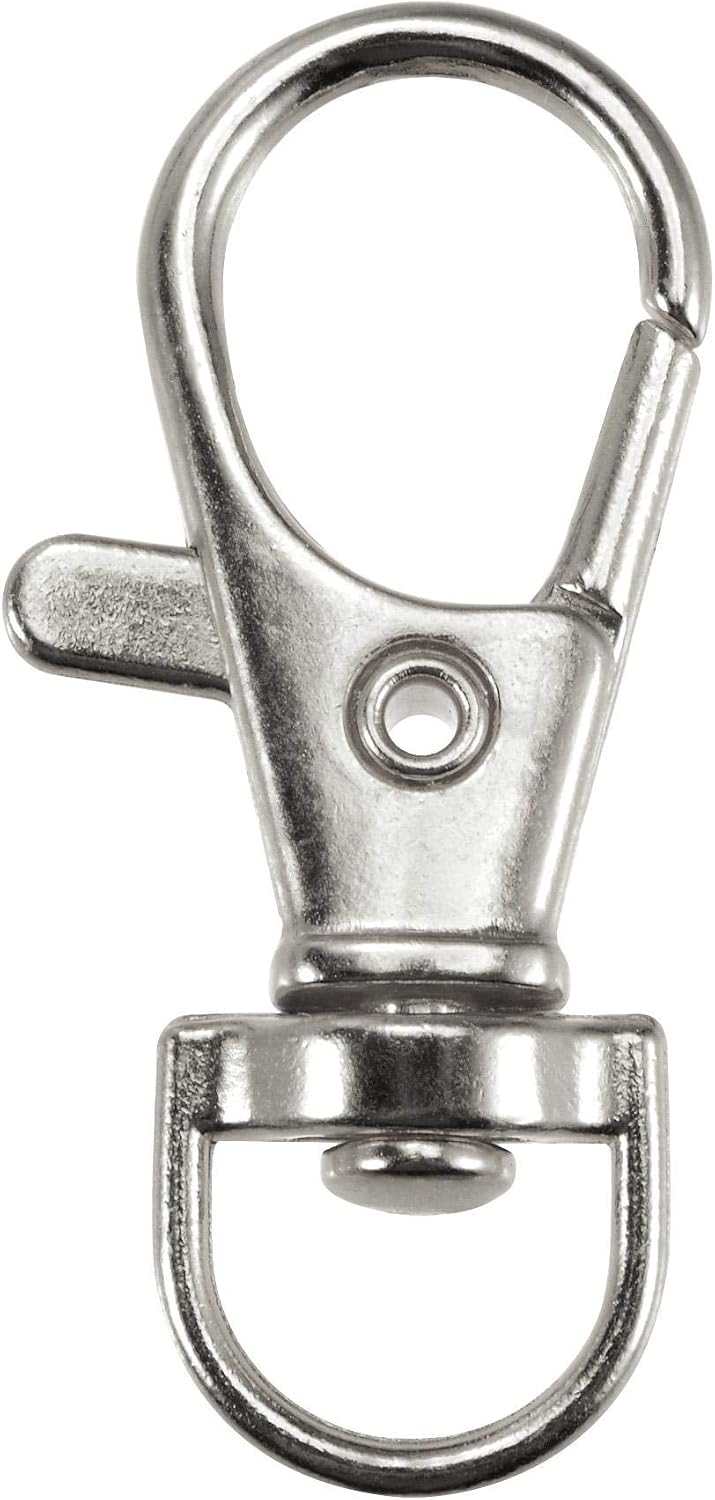 LinkMejor Swivel Clasps Lanyard Snap Hook 35mm Length, Zinc Alloy, Silver, for DIY Crafts Keychains, 20pcs
