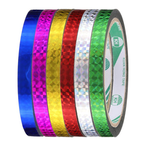 Holographic Tape 6 Rolls Self-Adhesive Reflective Prism Tape for Keep Birds Away, Craft Projects, DIY Art, Home, Daily Use.