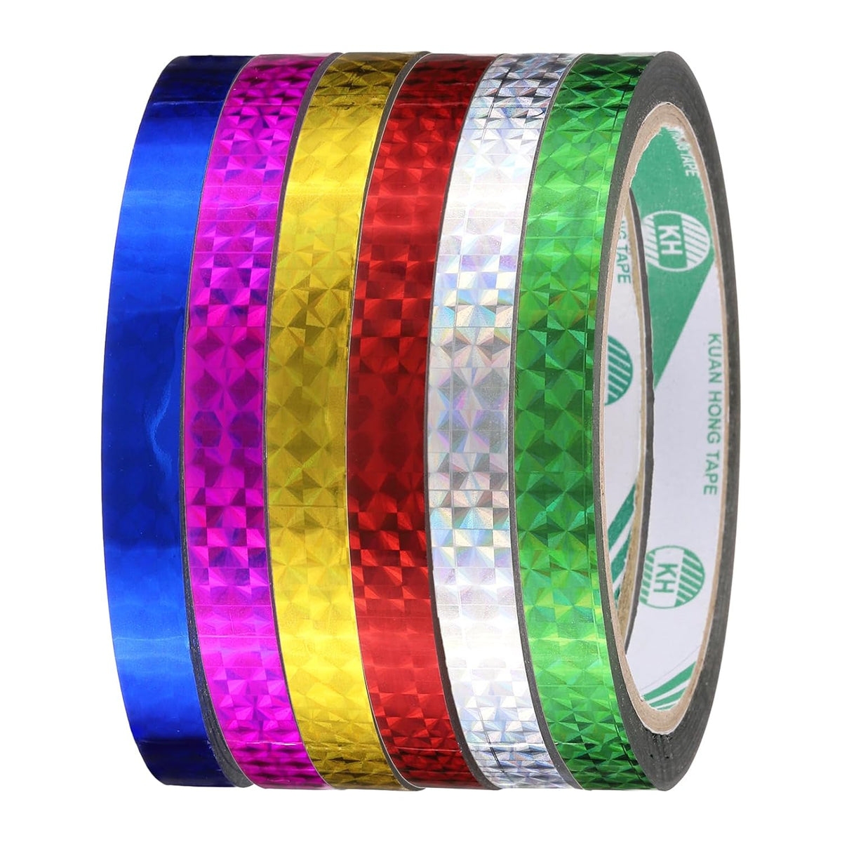 Holographic Tape 6 Rolls Self-Adhesive Reflective Prism Tape for Keep Birds Away, Craft Projects, DIY Art, Home, Daily Use.