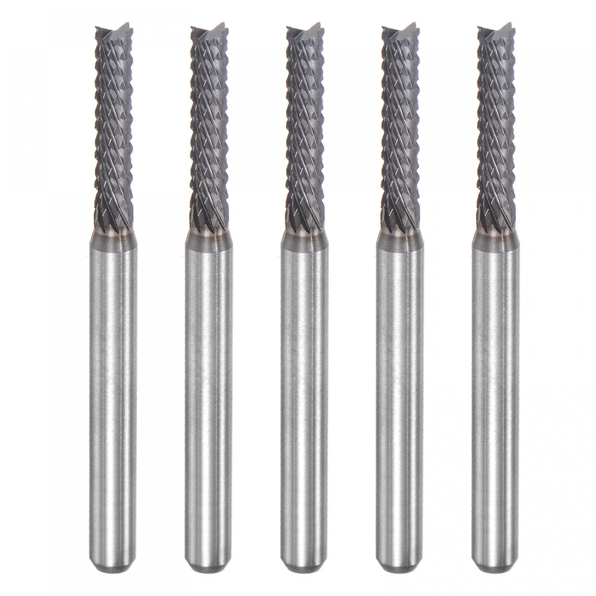 End Mill CNC Router Bits, 2.5mm x 12mm 1/8" Shank Diamond Film Coated Carbide Engraving Bit Milling Cutter Left Hand for PCB Plastic Fiber Wood 5pcs