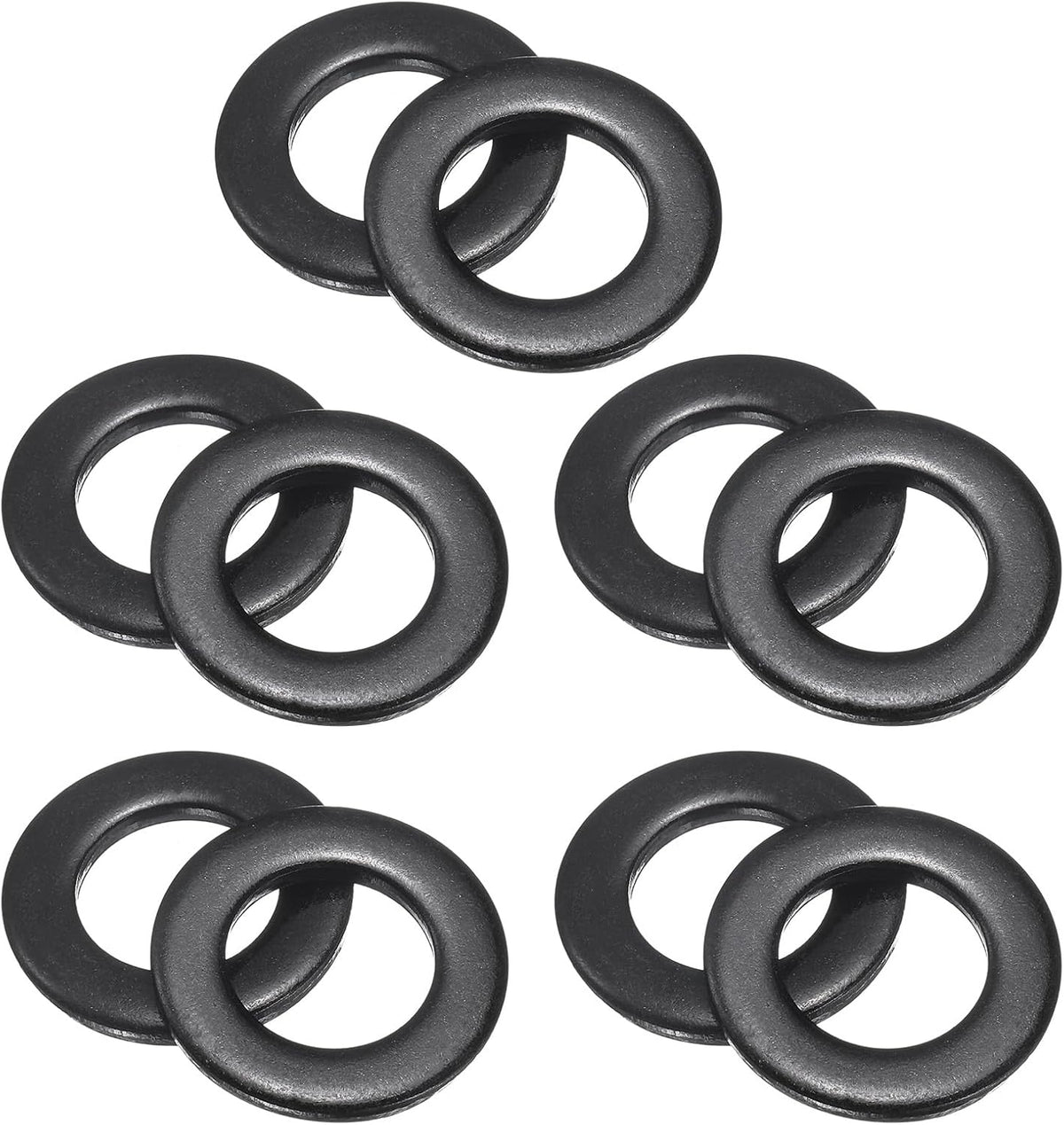 10 Pcs M16 Stainless Steel Flat Washers, 17mm ID x 30mm OD x 3mm Thick Black Zinc Plated Metal Washers for Screws and Bolts