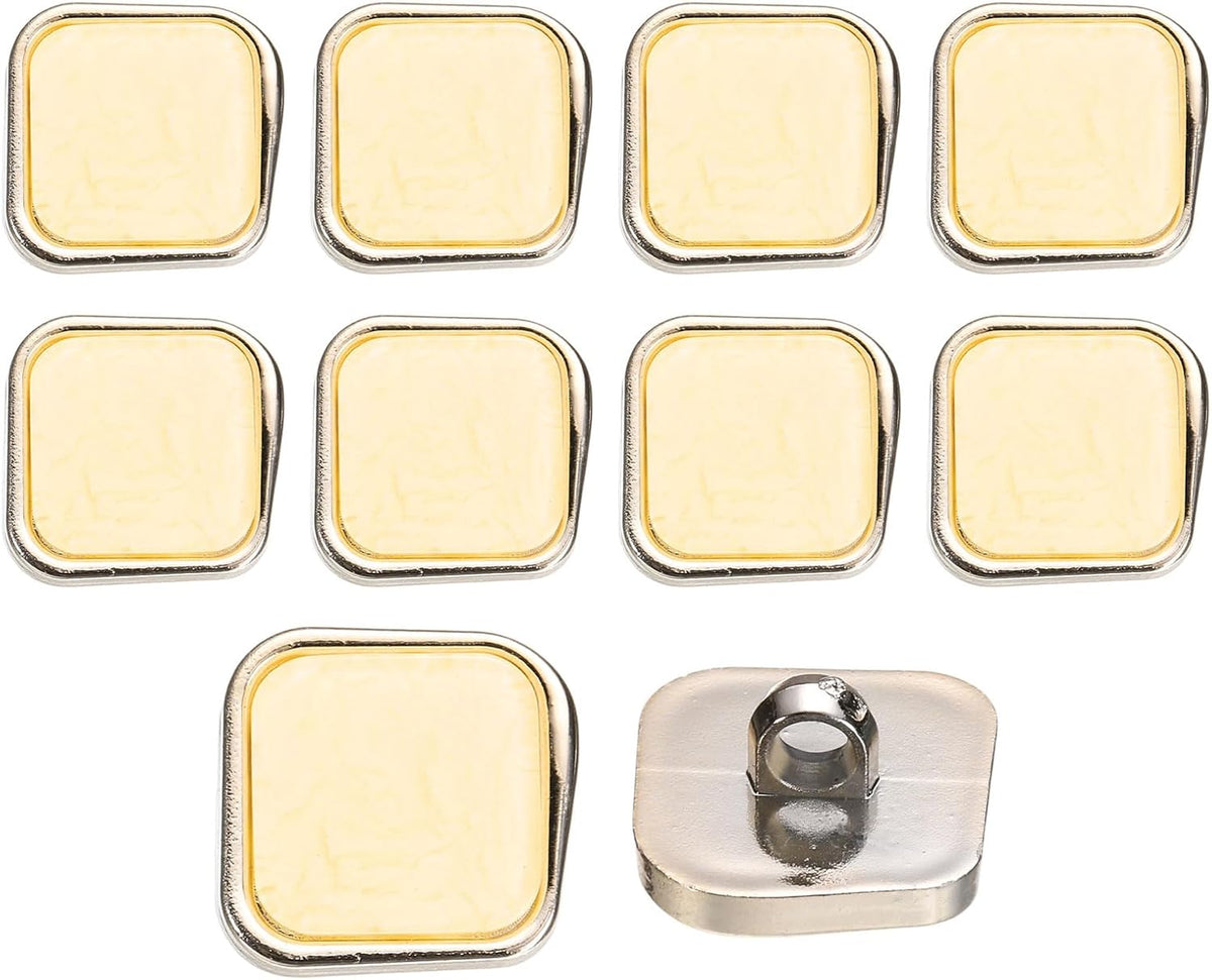 10Pcs 25mm Square Resin Vintage Clothes Sewing Button Metal Coat Buttons Craft Accessories for Garment Coat Decoration Crafts DIY Project, Beige