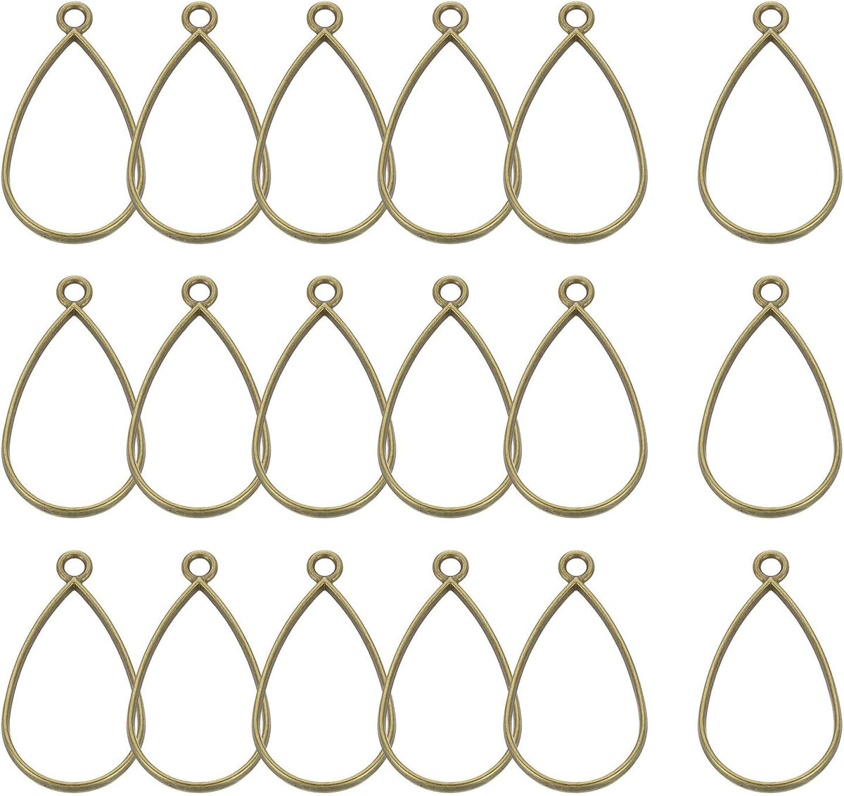 36 Pcs Open Bezel, Teardrop Resin Bezels Pendants Open Back Bezels Metal Hollow Frame Charm for DIY Resin Crafts Earrings Jewelry Making, Bronze