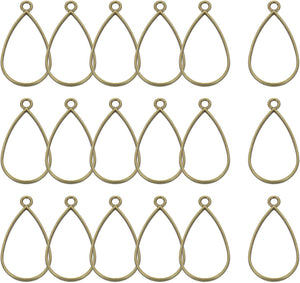 36 Pcs Open Bezel, Teardrop Resin Bezels Pendants Open Back Bezels Metal Hollow Frame Charm for DIY Resin Crafts Earrings Jewelry Making, Bronze