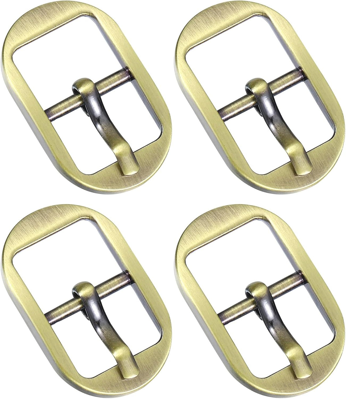 Metal Roller Buckle, 4Pcs 0.6 Inch Single Prong Belt Buckle Oval Center Bar Buckles for Leather Craft Accessories Belt, Bronze