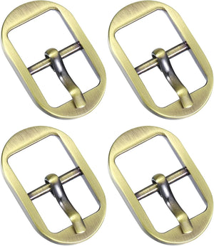 Metal Roller Buckle, 4Pcs 0.6 Inch Single Prong Belt Buckle Oval Center Bar Buckles for Leather Craft Accessories Belt, Bronze