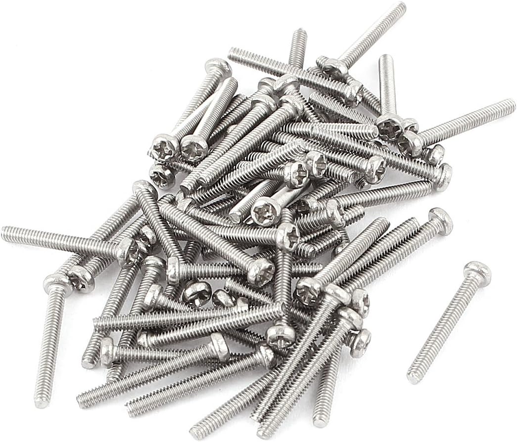 M2 x 16mm 304 Stainless Steel Phillips Round Head Screws Bolt 60pcs