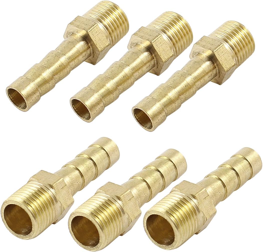 6pcs Brass 6mm Hose Barb to 1/8NPT Male Threaded Quick Connector