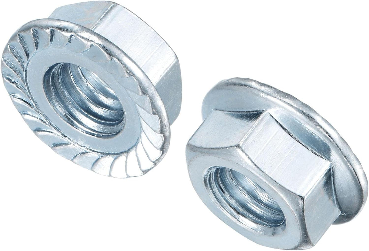 7/16"-14 Serrated Flange Hex Lock Nuts, Carbon Steel Zinc Plated 10pcs
