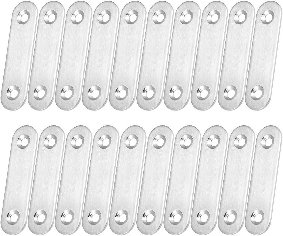 Repair Plate, 60mm x 16mm, Flat Fixing Mending Bracket Connector with Screws, 20 Pcs