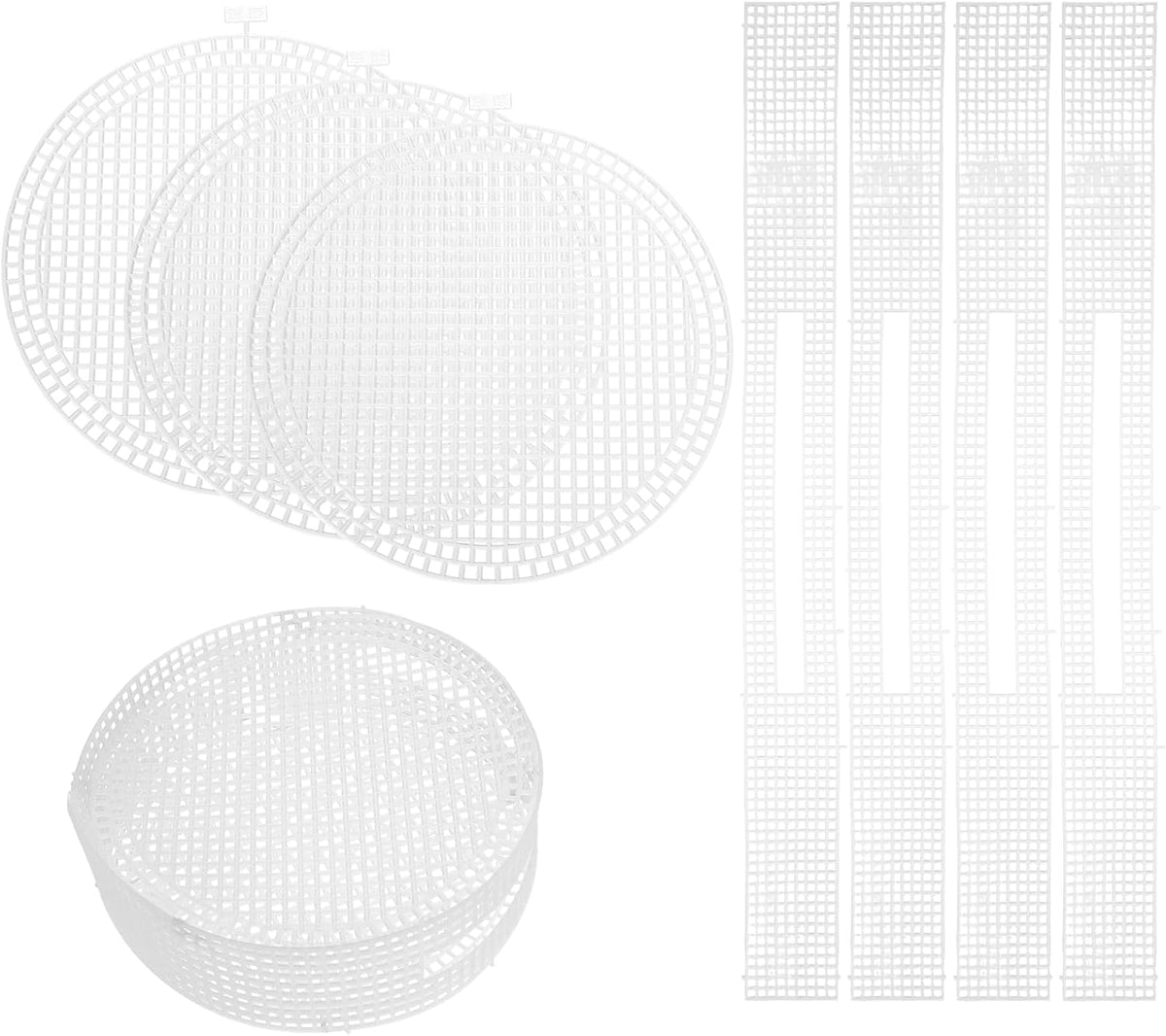 4Pcs Plastic Mesh Canvas Sheet, 22.2 x 2.2 Inch Plastic Mesh Sheet for Crochet Purse Making, Blank Canvas for Embroidery, Crafting, DIY Project, White