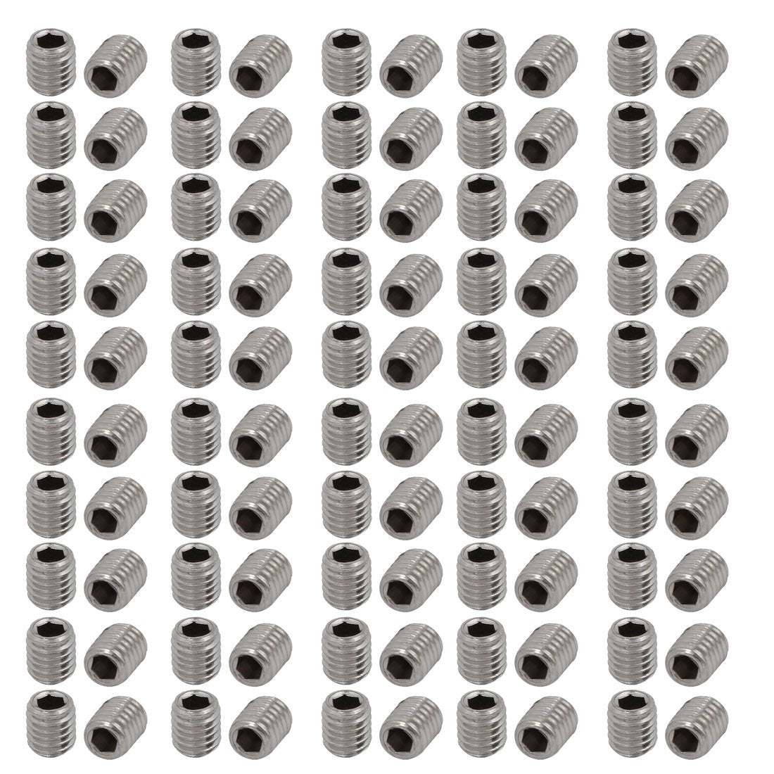 M5x6mm Metric 304 Stainless Steel Hex Socket Set Flat Point Grub Screws Silver Tone for Towel Rack Door Knob 100pcs
