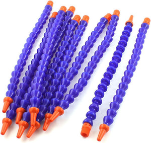 10PCS Round Nozzle 1/4PT Flexible Oil Coolant Pipe Hose Blue Orange