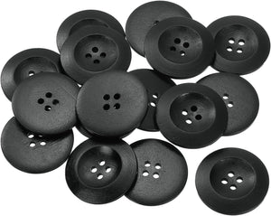 80Pcs Wooden Buttons, 38mm(1 1/2") 4 Hole Round Wood Sewing Button Craft for Sewing DIY Craft Clothing, Black