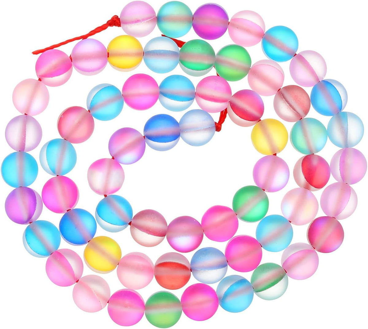 Matte Crystal Glass Beads 6mm Synthetic Frosted Shining Semi-Precious Round Loose Beads Synthetic Moonstone for Jewelry Making DIY Bracelet, Mixed Color