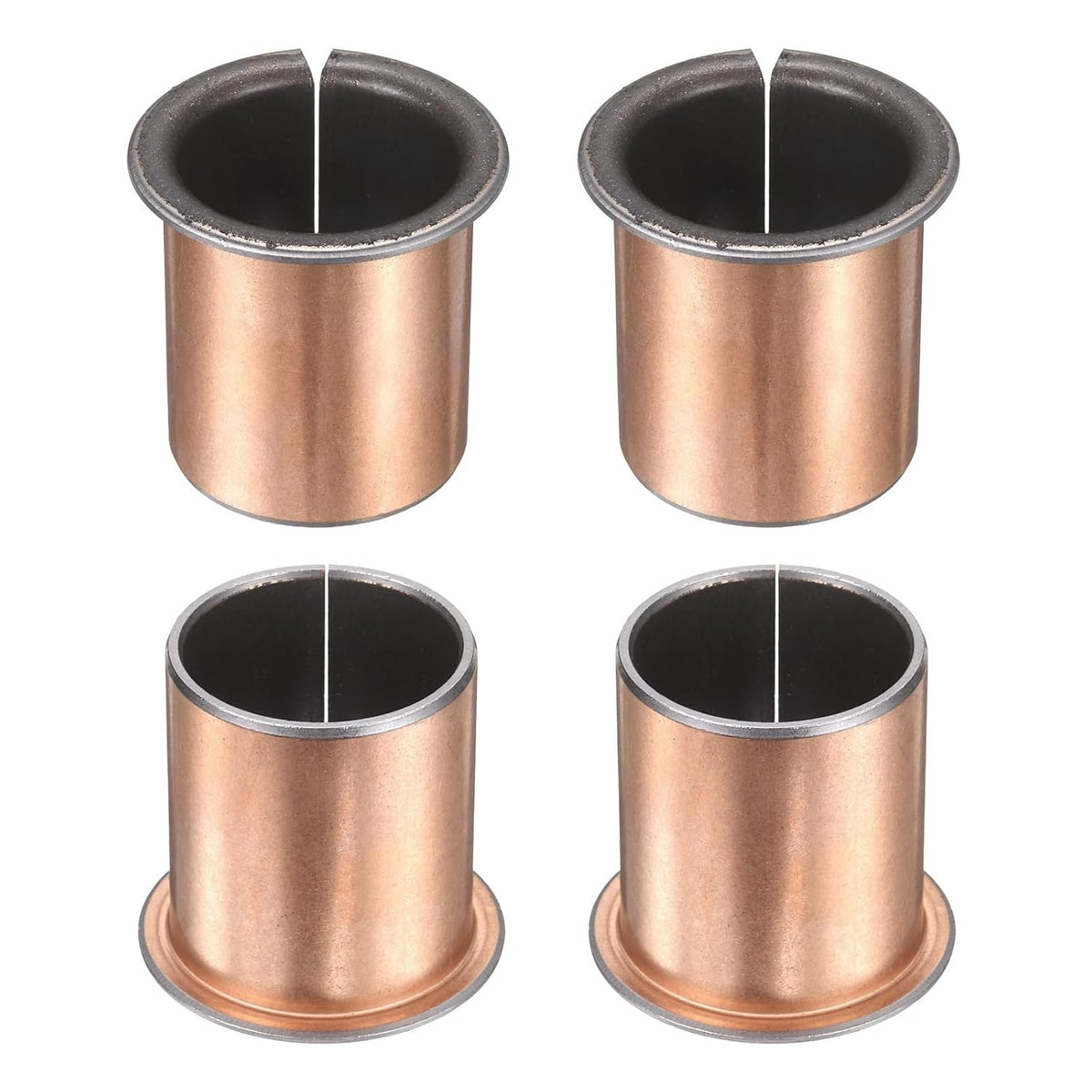 4Pcs Flanged Sleeve Bearings, 30mm Bore x 34mm OD x 40mm Length x 42mm, Sintered Bronze Wrapped Oilless Bushings