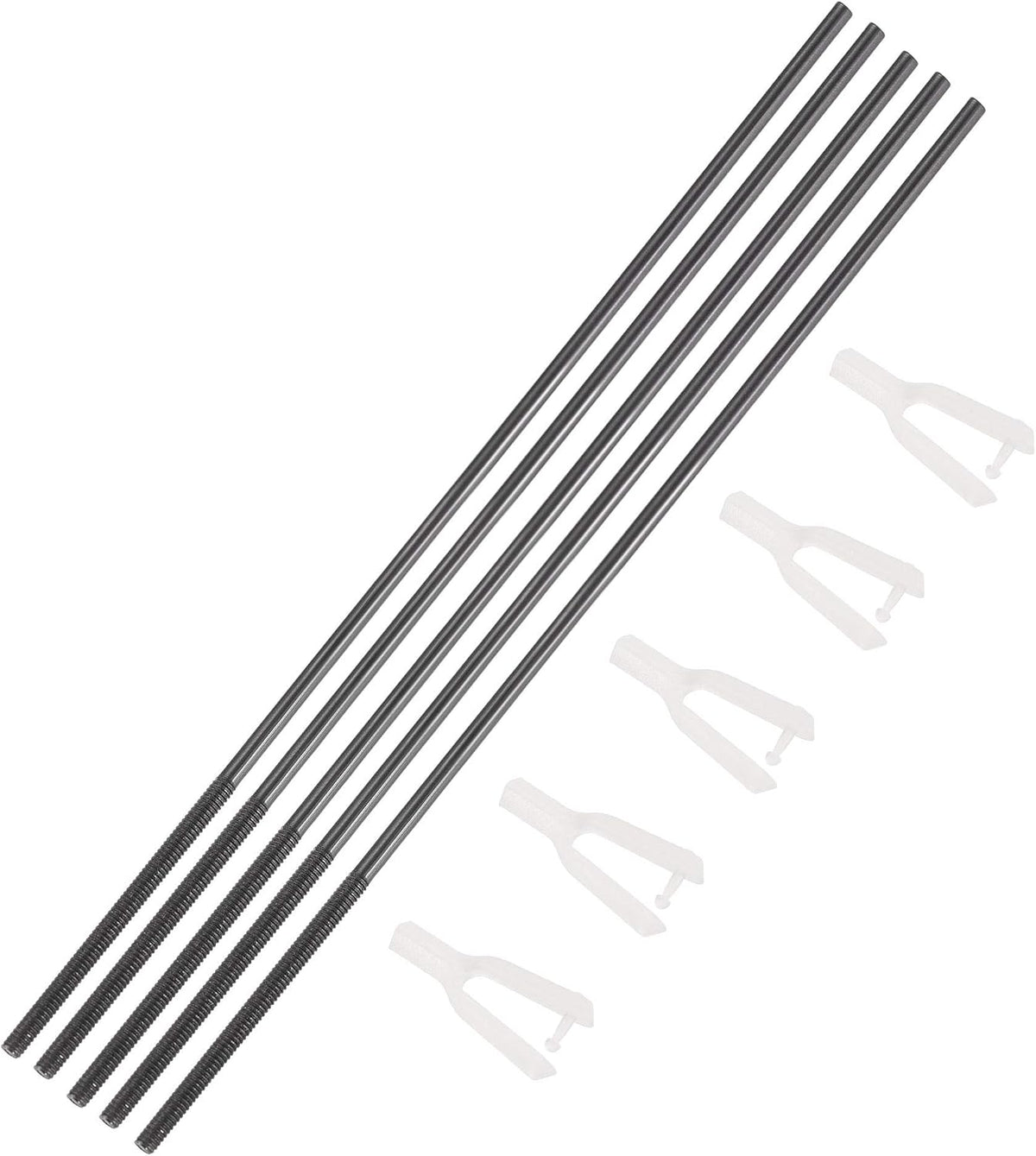 5pcs M2 x 28mm One End Threaded 300mm Long Metal Push Rods W 5pcs Nylon Clevis 1.5x20mm