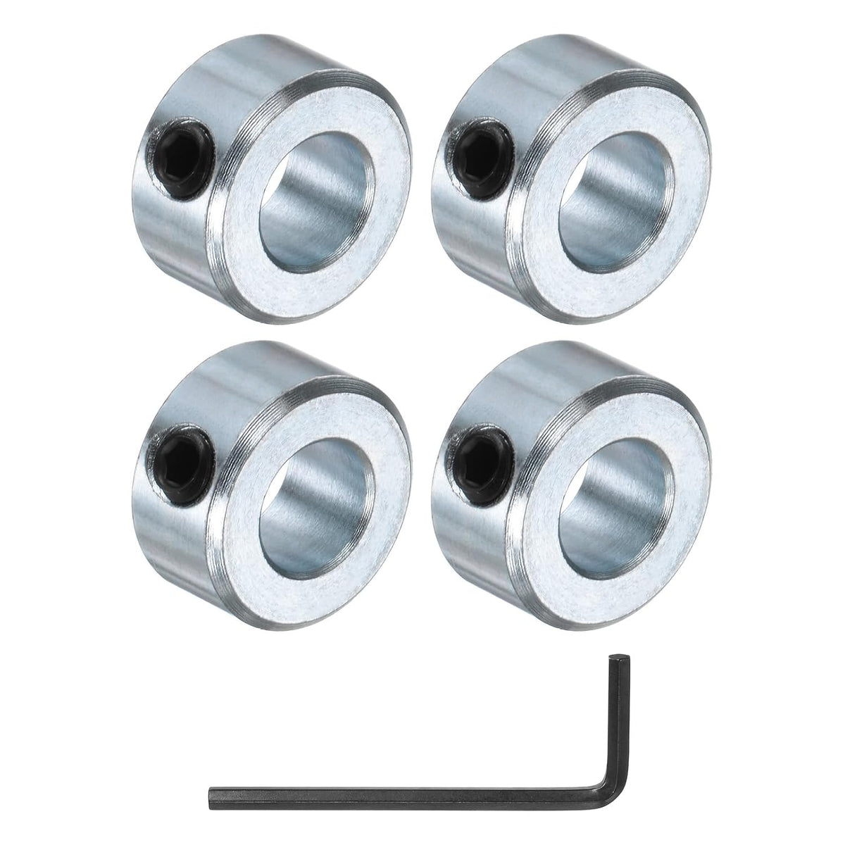 4pcs Set Screw Shaft Collars 7/16" Bore Zinc Plated Steel Shaft Collars, 7/8" OD, 7/16" Width Axle Collar Clamp with Hex Wrench