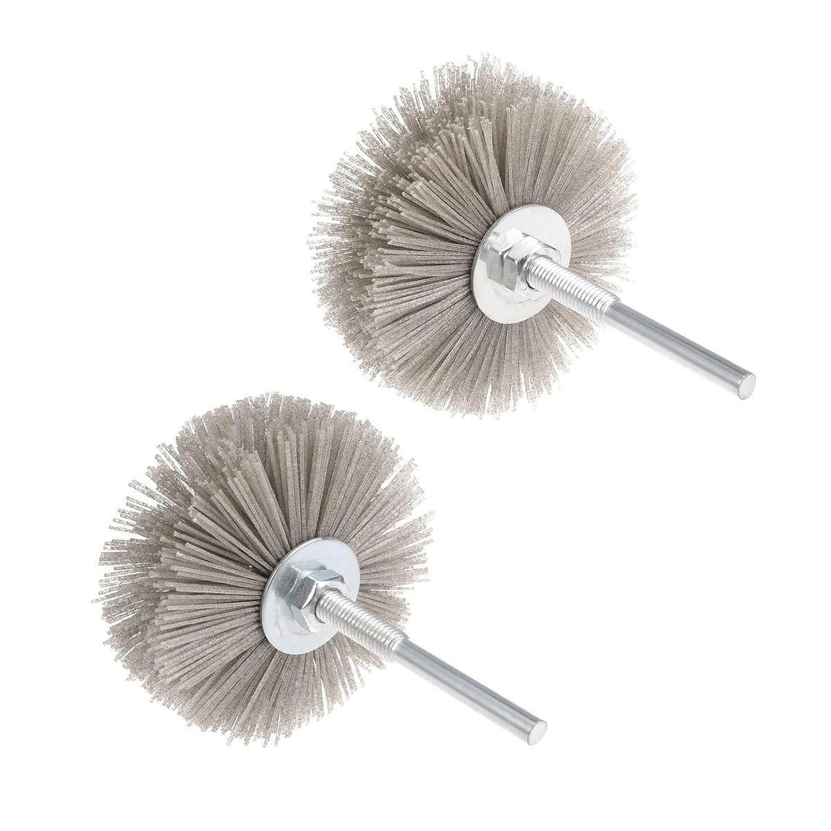 Nylon Wheel Brush 240/320 Grits Abrasive Grinding Head with 6mm Threaded Shank 2 Pcs