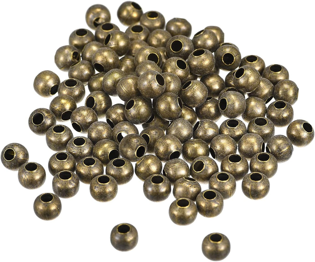 300Pcs Smooth Round Spacer Beads, 5mm Spacer Loose Ball Beads for Jewelry Making Bracelet Necklace DIY, Bronze