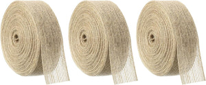 3 Rolls Natural Burlap Fabric Ribbon 1-1/4 Inch Burlap Wired Ribbon Tan Jute Linen Rustic Ribbon Rolls for DIY Crafts Home Decoration