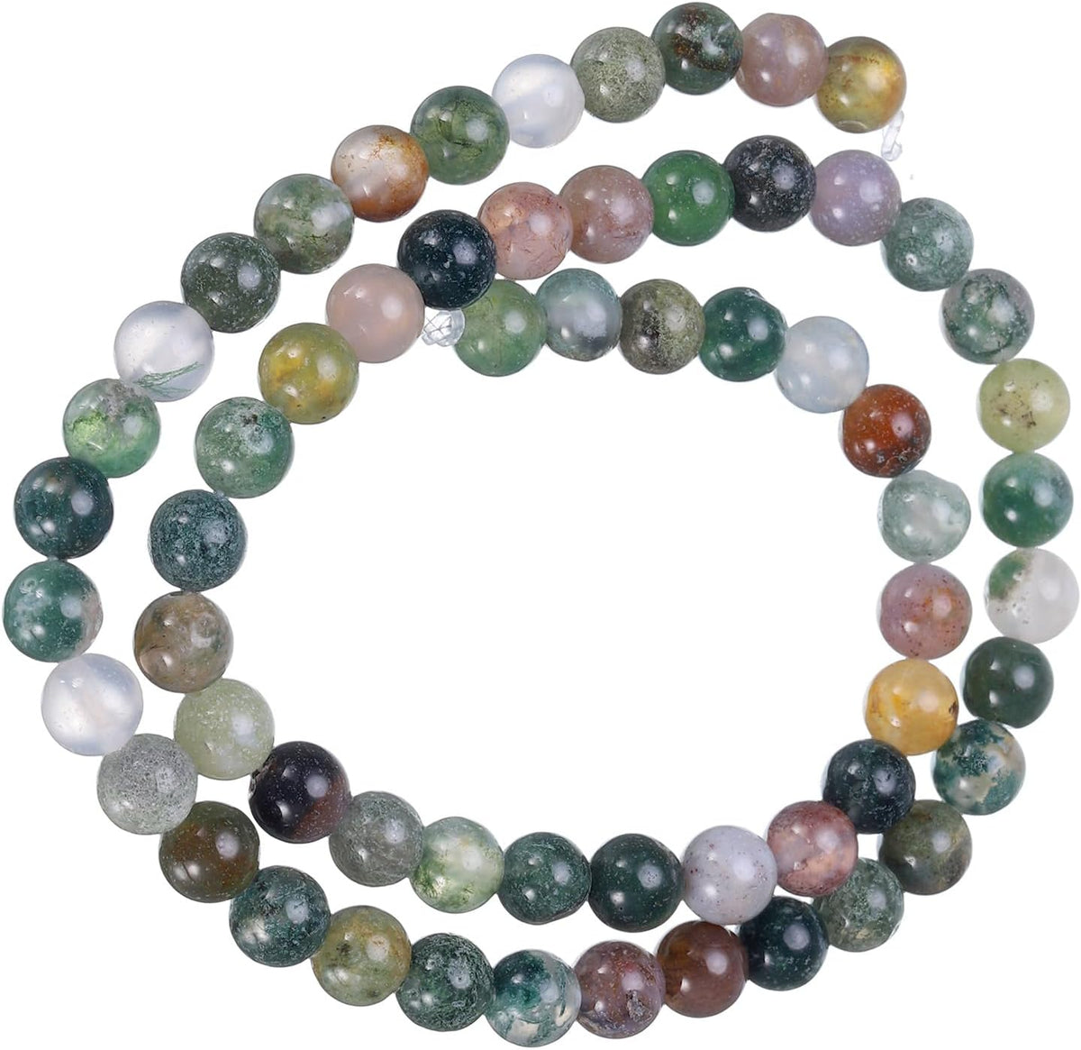 LinkMejor Colorful Agate Beads 6mm Natural Gemstone Beads, Smooth Round Loose Beads for Bracelet Jewelry Making DIY (1 Strand - 60pcs)