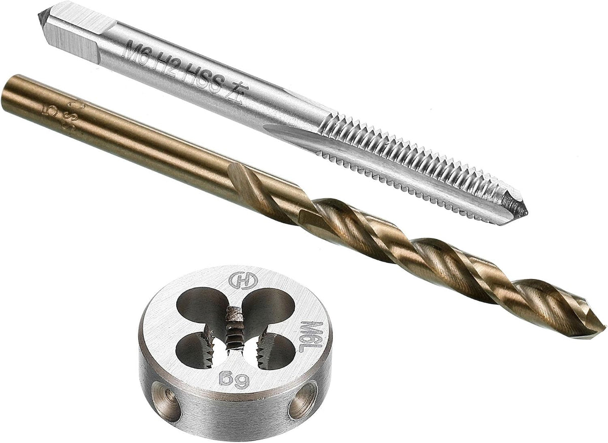 Tap and Die and Drill Bit Set, M6 x 1 Left Hand Thread Milling Tap and Round Die, 5.0mm Cobalt High Speed Steel Twist Drill Bit