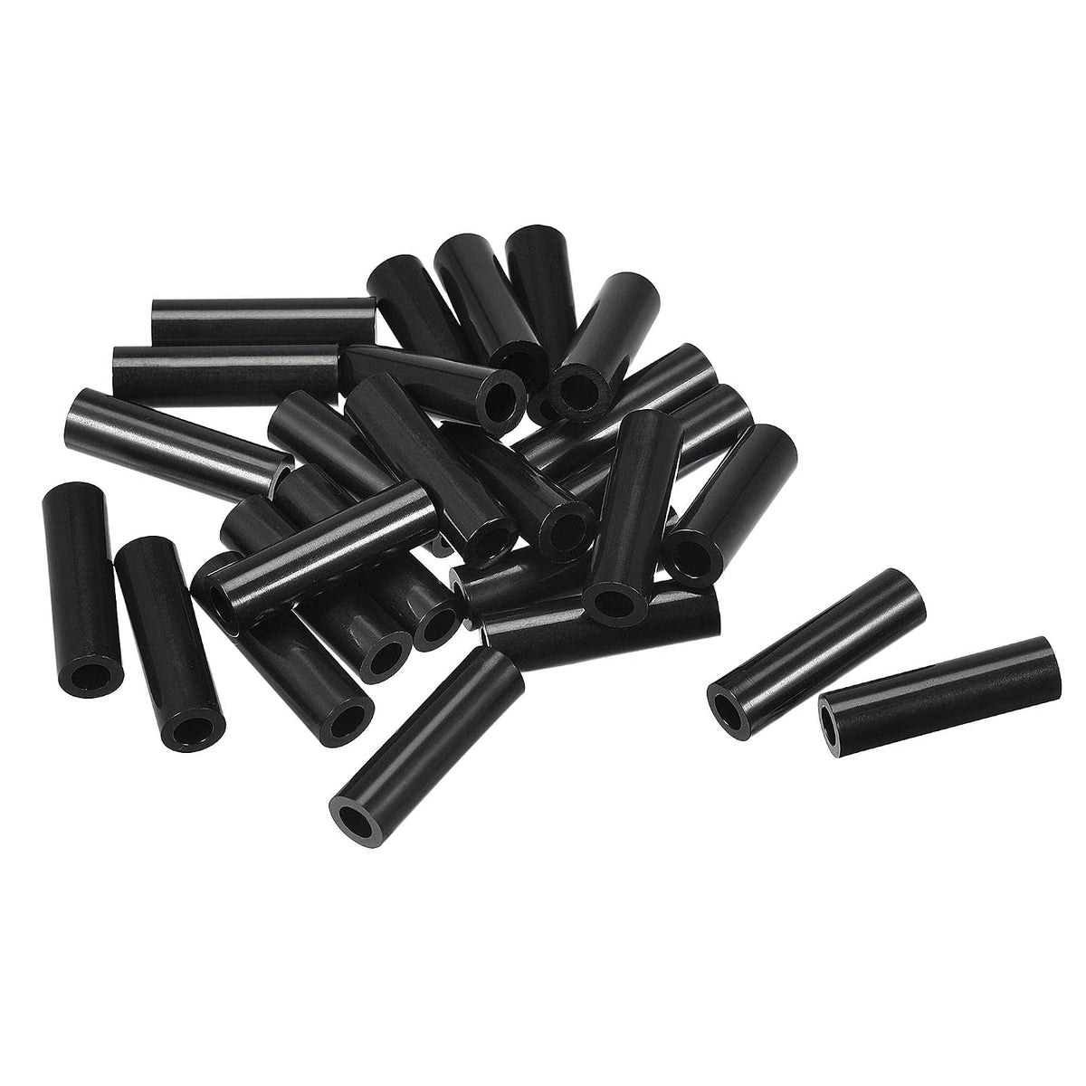 ABS Round Spacer Washer ID 4.2mm OD 7mm L 25mm Plastic Standoff for 3D Printer TV Wall Mounting Electrical Outlet, Black, 100Pcs