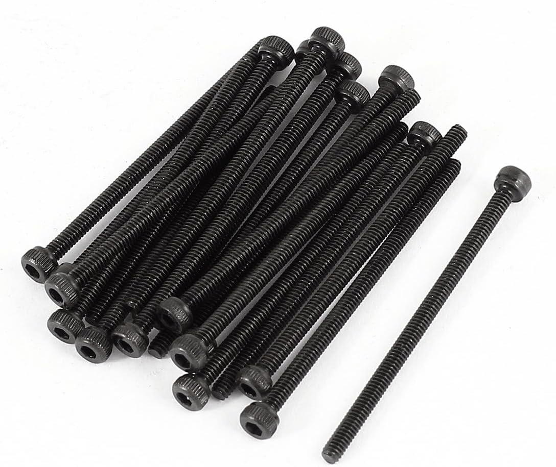 20 Pcs 12.9 Steel Alloy Hex Pan Head Knurled Cap Screw Bolt M2x35