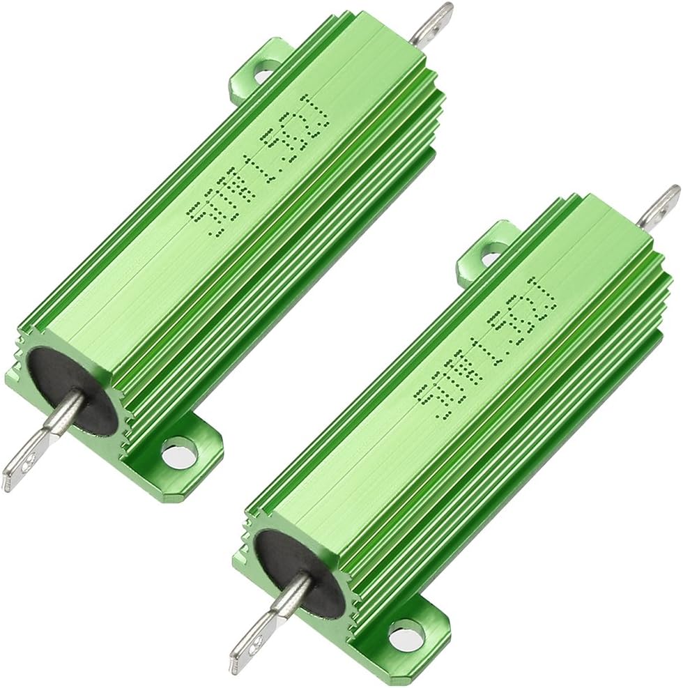 50W 1.5 Ohm 5% Aluminum Housing Resistor Screw Tap Chassis Mounted Aluminum Case Wirewound Resistor Load Resistors Green 2 Pcs