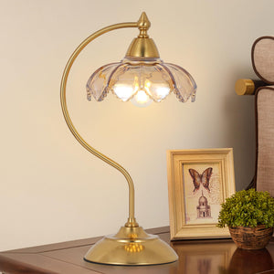 LinkMejor Table Lamps for Living Room, Flower Desk Lamp, Glass Beside Lamp for Nightstand, Gooseneck Small Table Lamp, Mid Century Modern Desk Light, Table Light for Bedroom Home Office Reading
