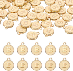 52pcs Letter Charm, Enamel Letter Pendants, Alphabet B Pendants Double Sided Beads Charm for DIY Bracelet Necklace Pendants Earring Jewelry, Champagne Gold