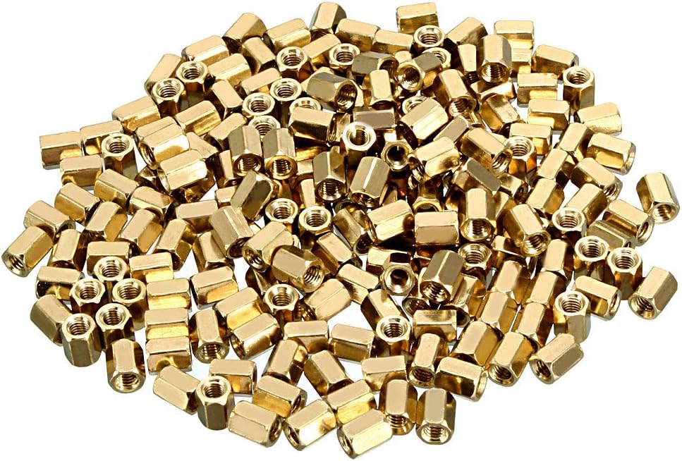 200pcs Brass Straight PCB Pillar Female Thread Hex Standoff Spacer M3x5x6mm