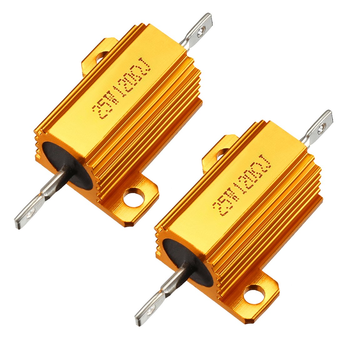 25W 120 Ohm 5% Aluminum Housing Resistor Screw Tap Chassis Mounted Aluminum Case Wirewound Resistor Load Resistors Gold Tone 2 pcs