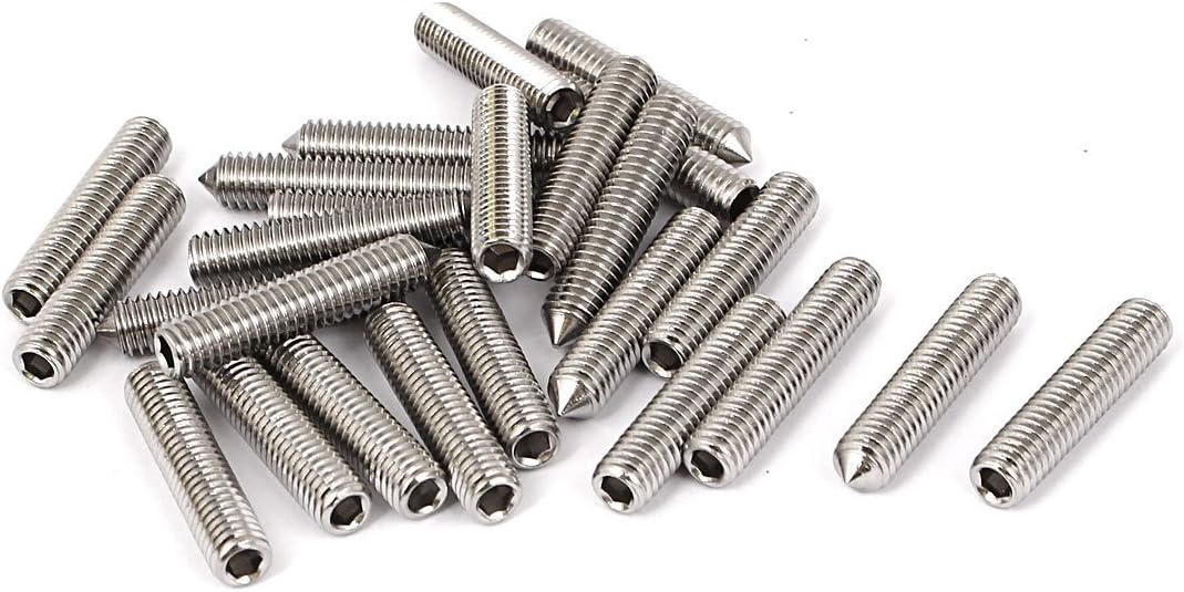 M6x30mm Stainless Steel Cone Point Hex Socket Grub Screws 25pcs