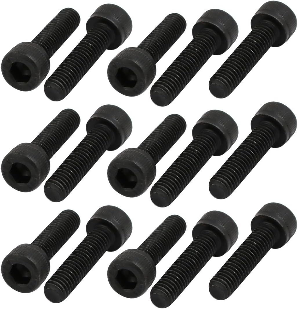 15pcs M6x20mm 12.9 Grade Hex Socket Cap Left Hand Thread Screw Bolt Black