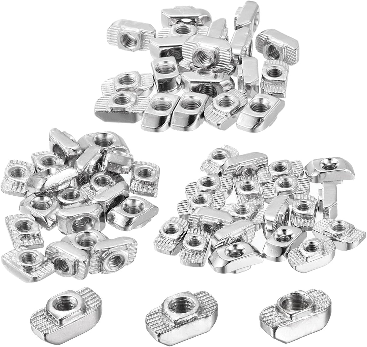 M4/M5/M6 60Pcs T Nuts Sliding T Slot Nut Fastener Carbon Steel Nickel Plated for 3030 Series Slot Aluminum Profile