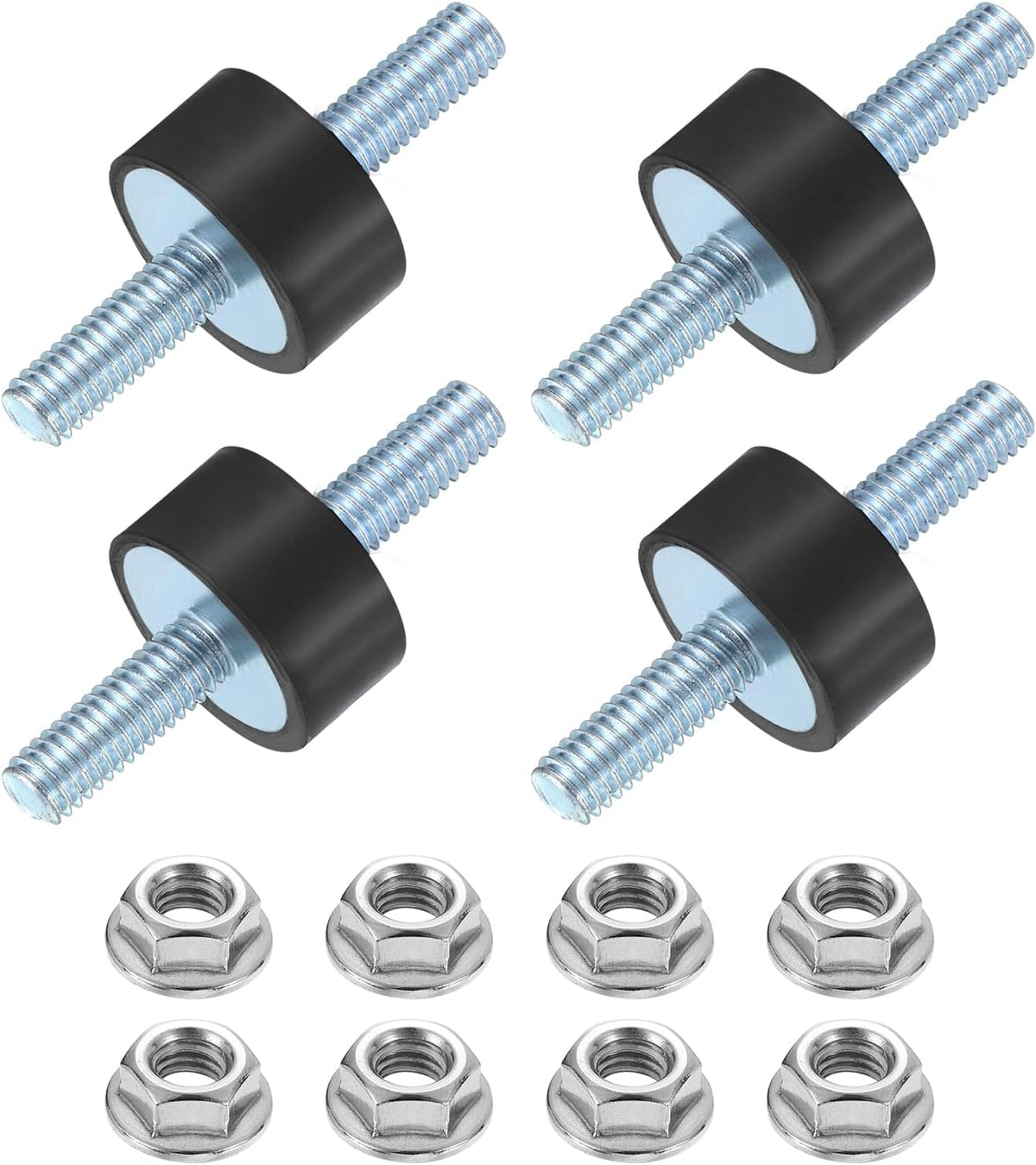 4Pcs M6 x 18mm Rubber Mounts, 10 x 20mm Cylindrical Anti Vibration Isolator Studs Shock Absorber Double Studs with Nuts for Car Bobbin Generator Air Compressors